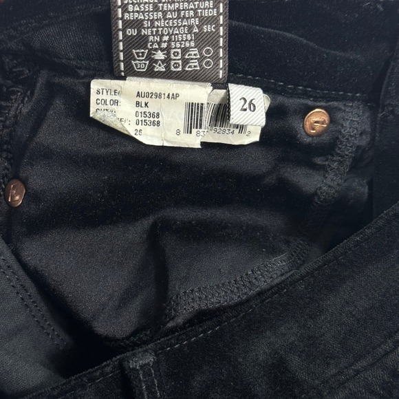 7 For All Mankind Velvet Flare Pants Women's Size 26 Black Cotton Cowgirl Preppy - Picture 8 of 9